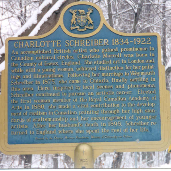 Historical Marker for Charlotte Schreiber in Mississauga Ontario